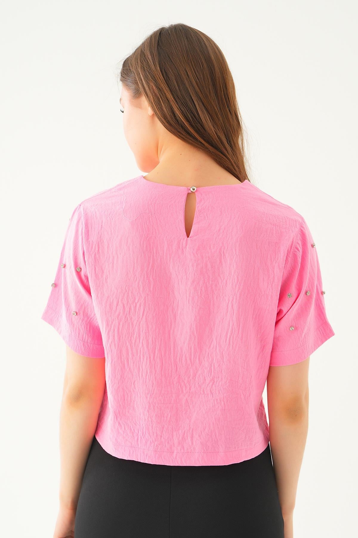 Pembe Kol İnci Detay Bluz 71511