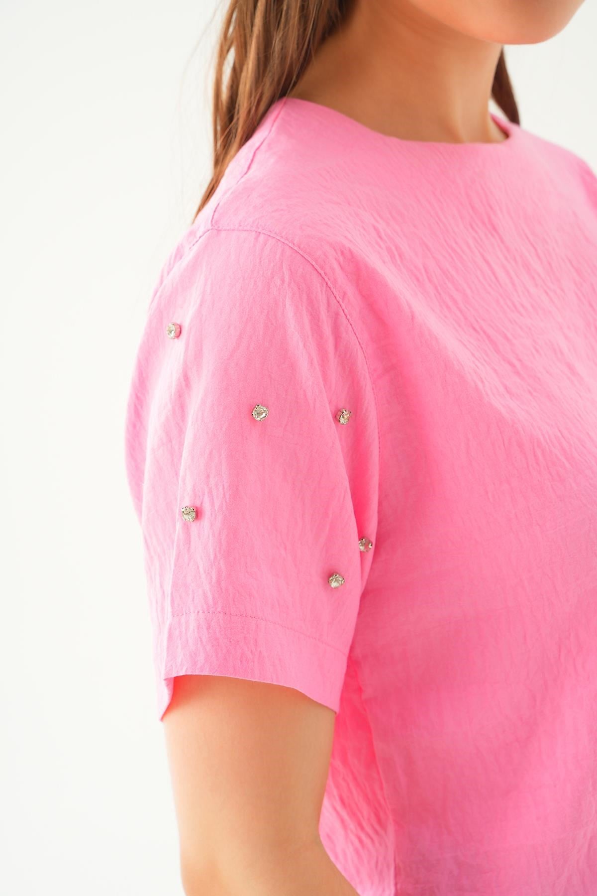 Pembe Kol İnci Detay Bluz 71511