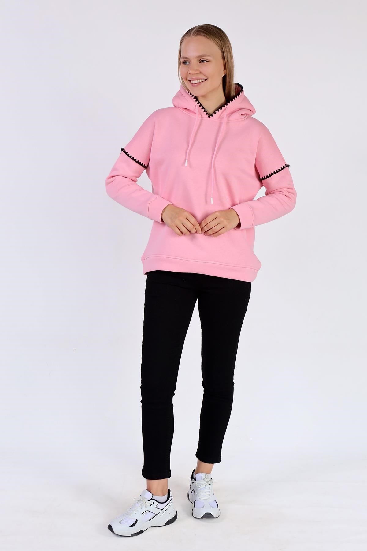 Pembe Kroşat Detay Sweat 9143M