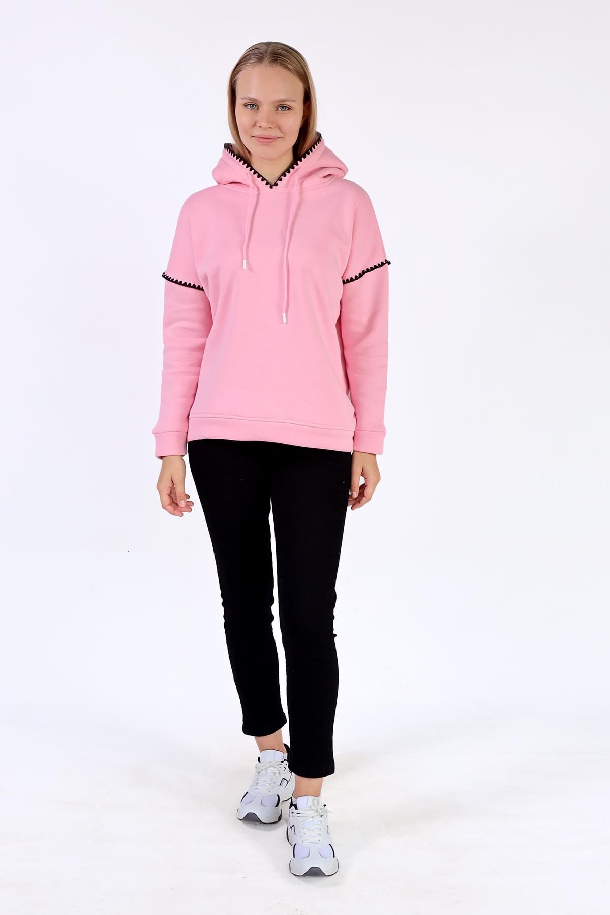 Pembe Kroşat Detay Sweat 9143M