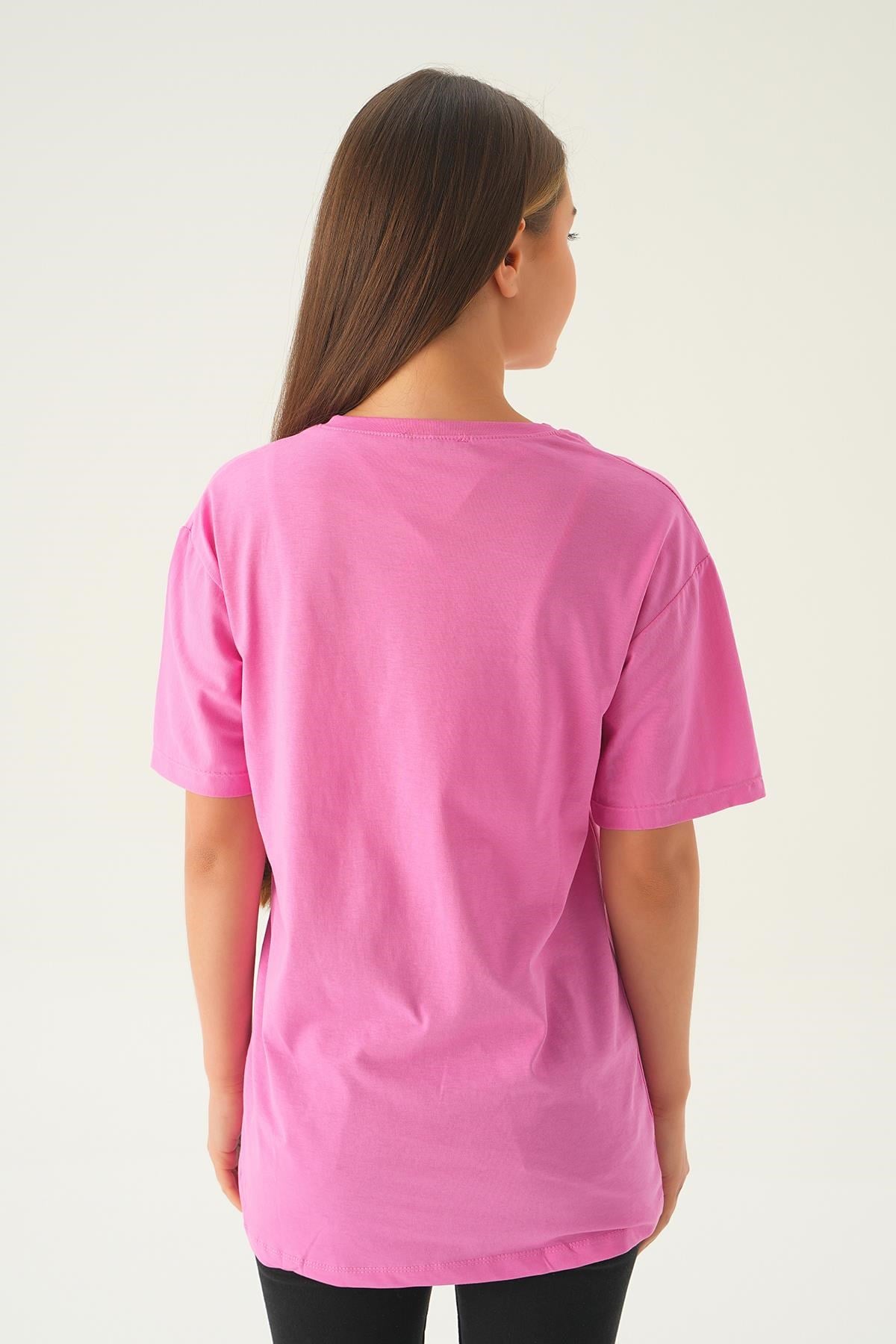 Pembe Music Baskı Oversize Tişört 1717