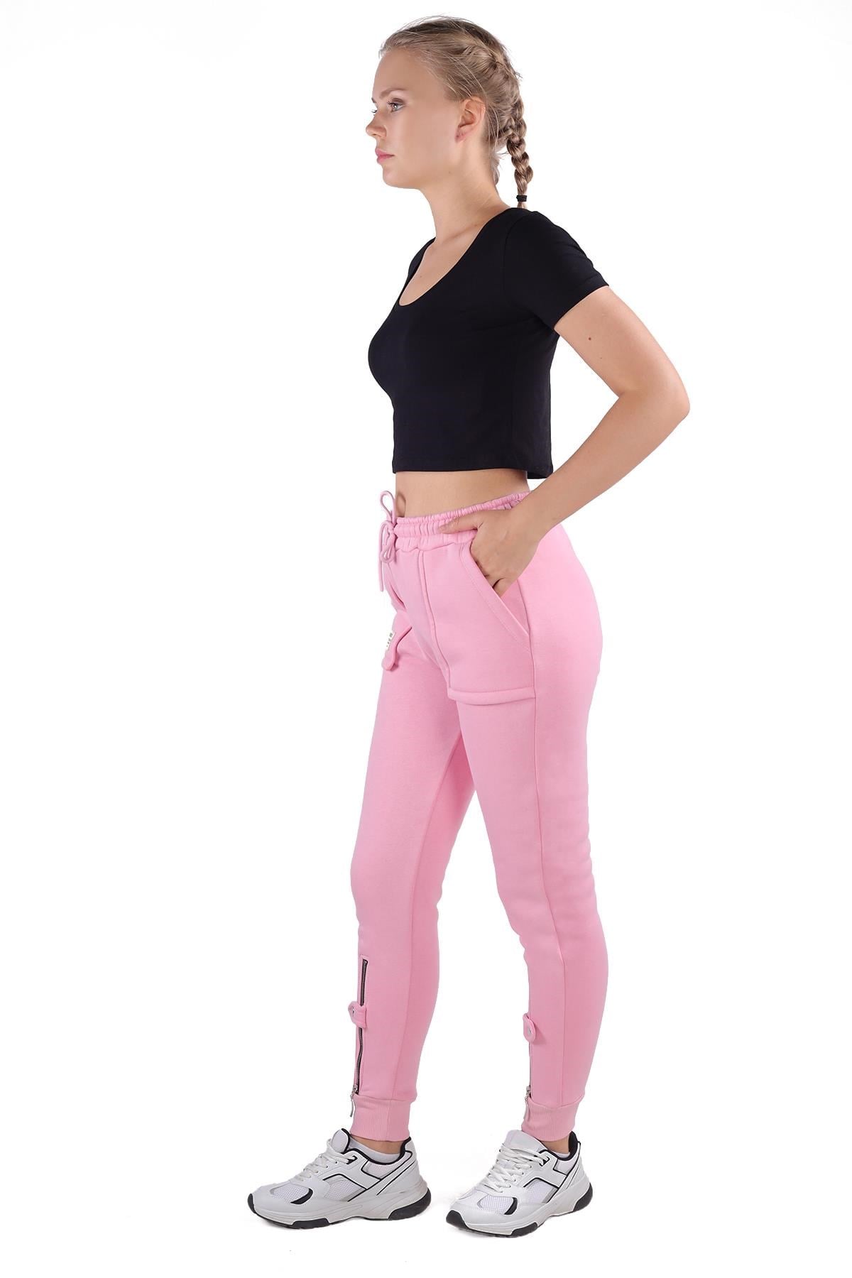 Pembe Paça Fermuar Detay Eşofman 9146M