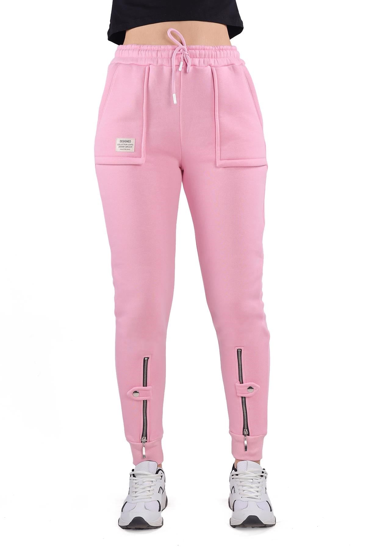 Pembe Paça Fermuar Detay Eşofman 9146M