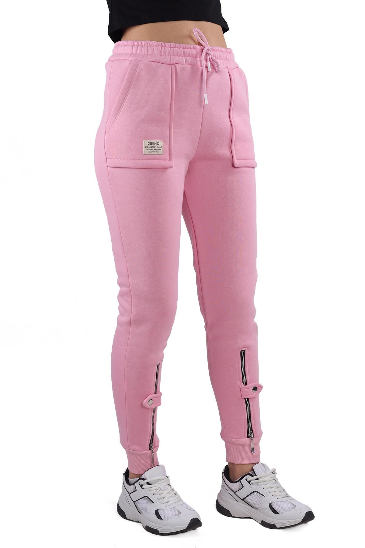 Pembe Paça Fermuar Detay Eşofman 9146M