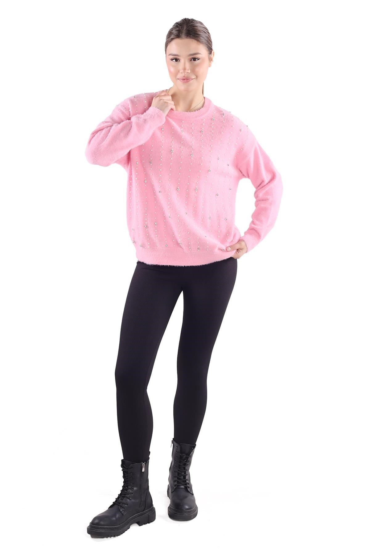 Pembe Taş Detay Sakallı Kazak 24266
