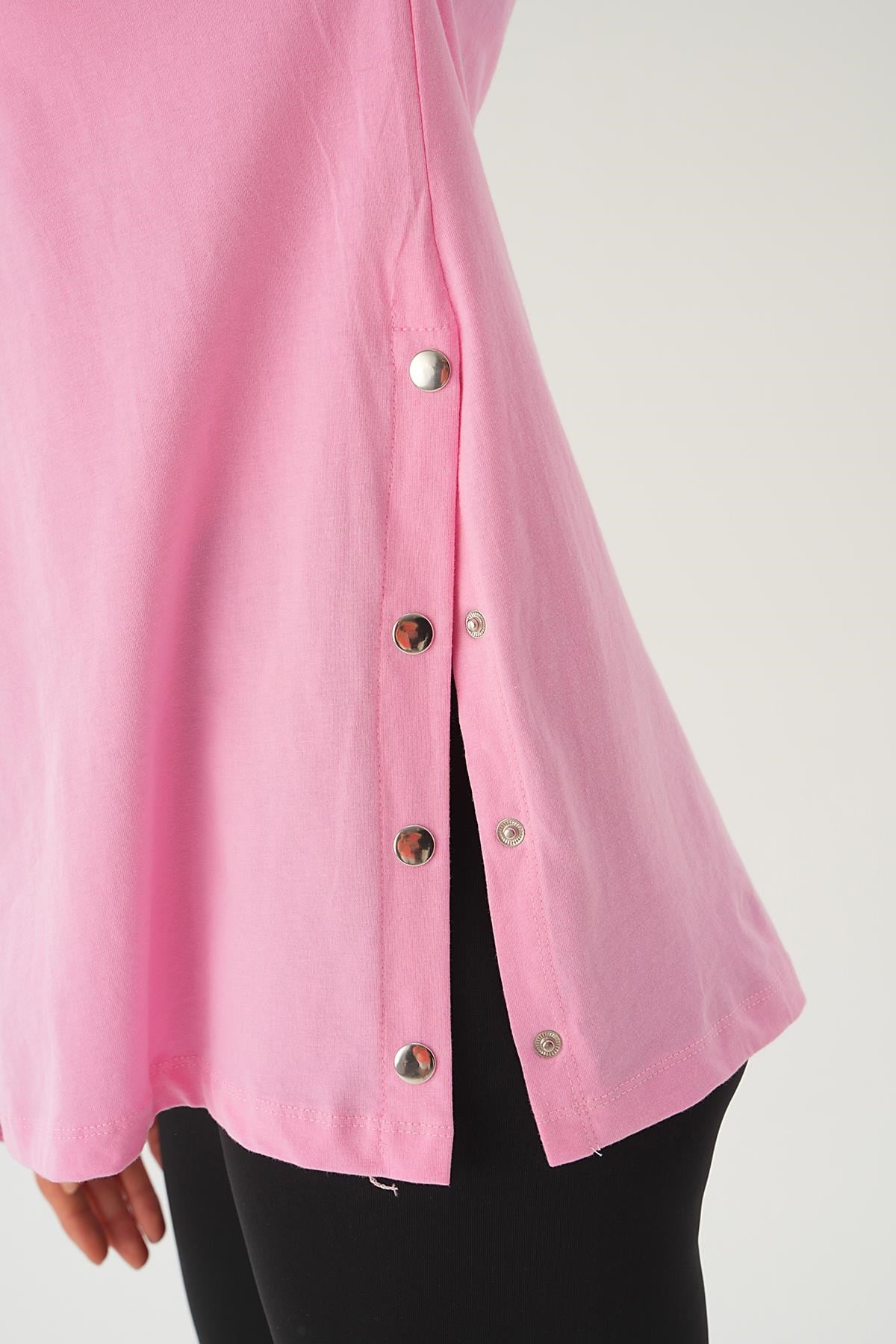 Pembe Yanları Çıtçıtlı Süprem Tişört 066