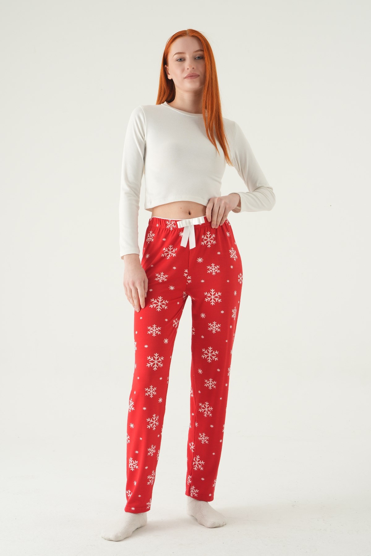 Pijama-Kar Desen Pijama 4531 Kırmızı -rulem