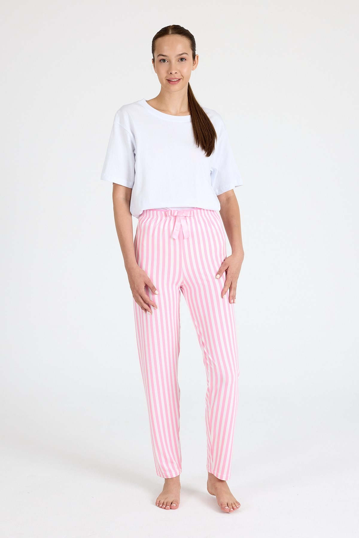 Pijama-Pembe Çizgili Pijama Altı 4523-rulem