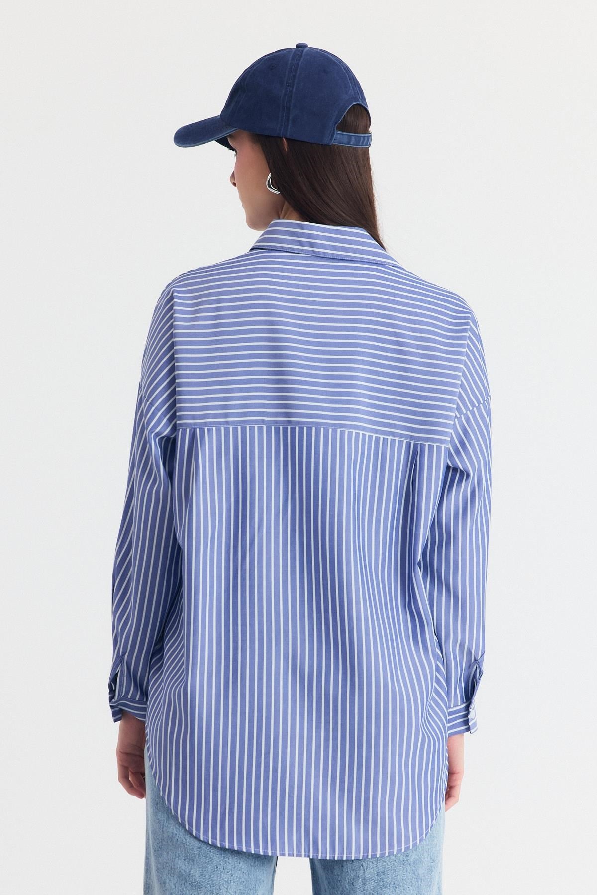 Saks Ayıcık Nakışlı Oversize Gömlek 4689A