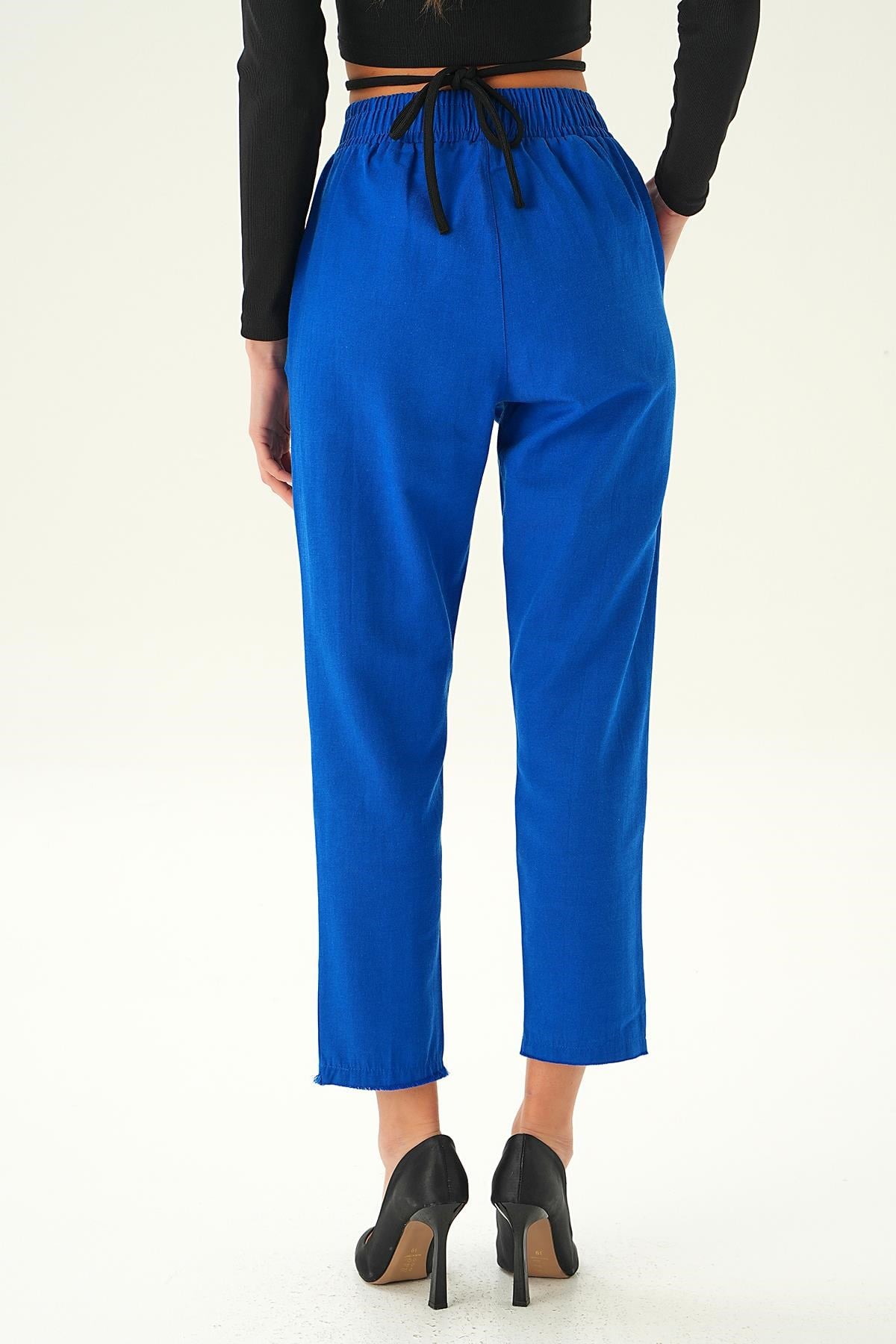 Saks Bel Bağcıklı Paça Püskül Pantolon 6521A