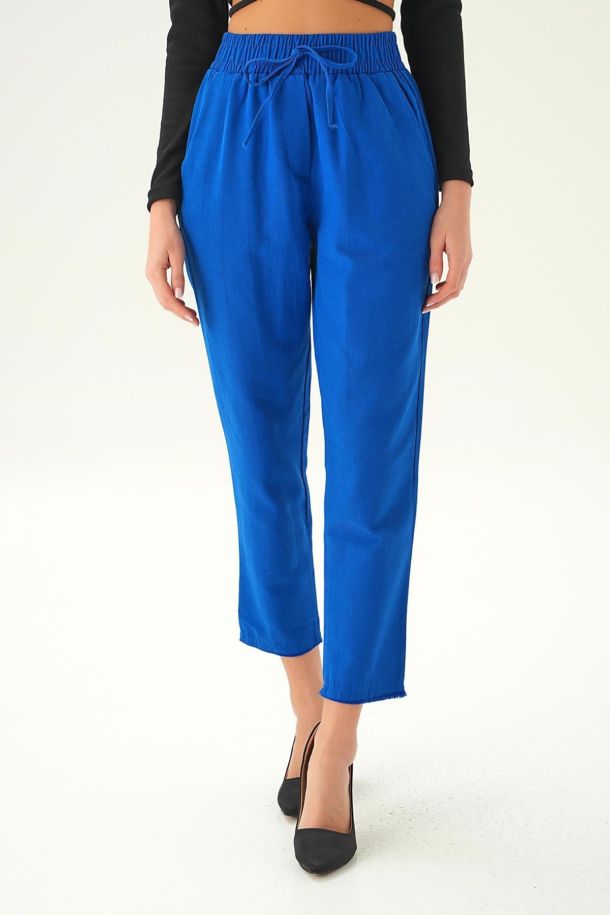 Saks Bel Bağcıklı Paça Püskül Pantolon 6521A