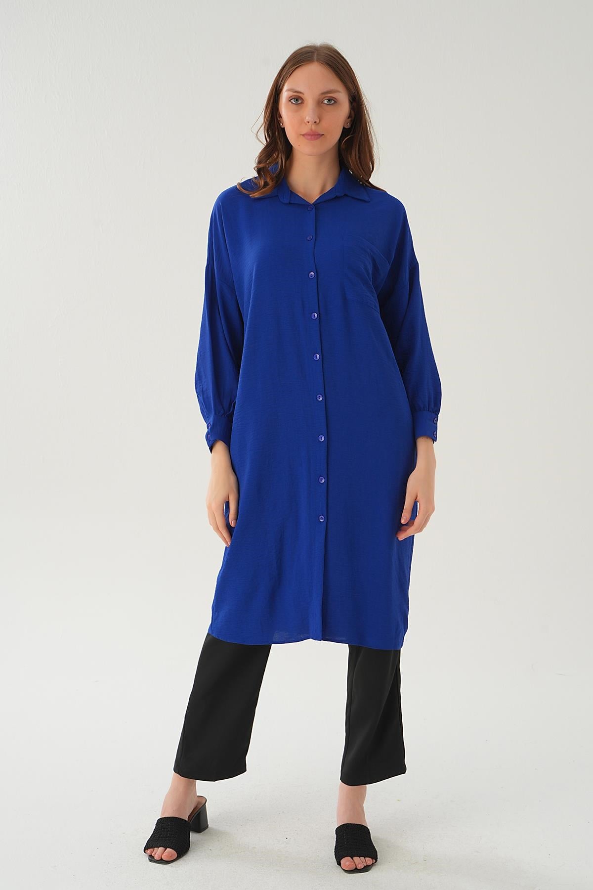 Saks Cep Detay Uzun Tunik 6773-1