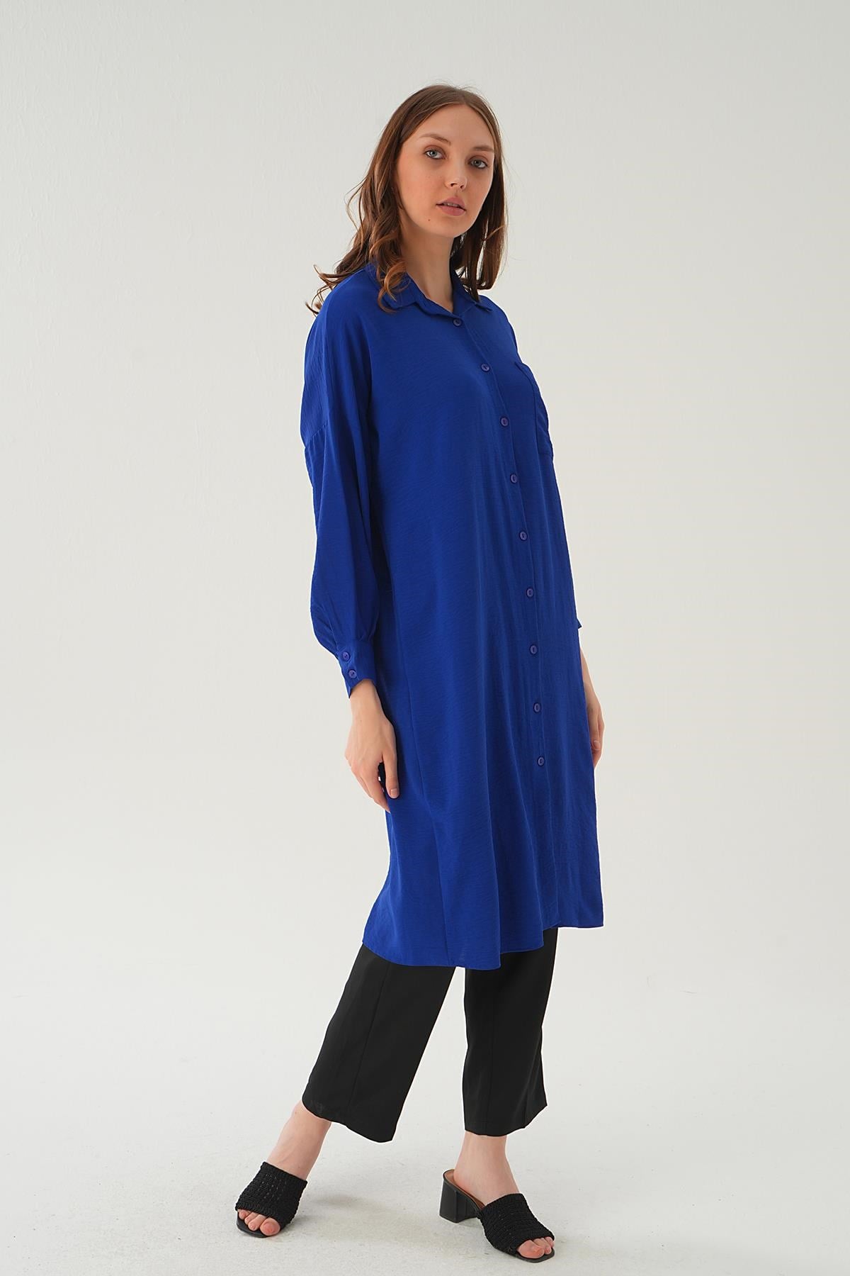 Saks Cep Detay Uzun Tunik 6773-1