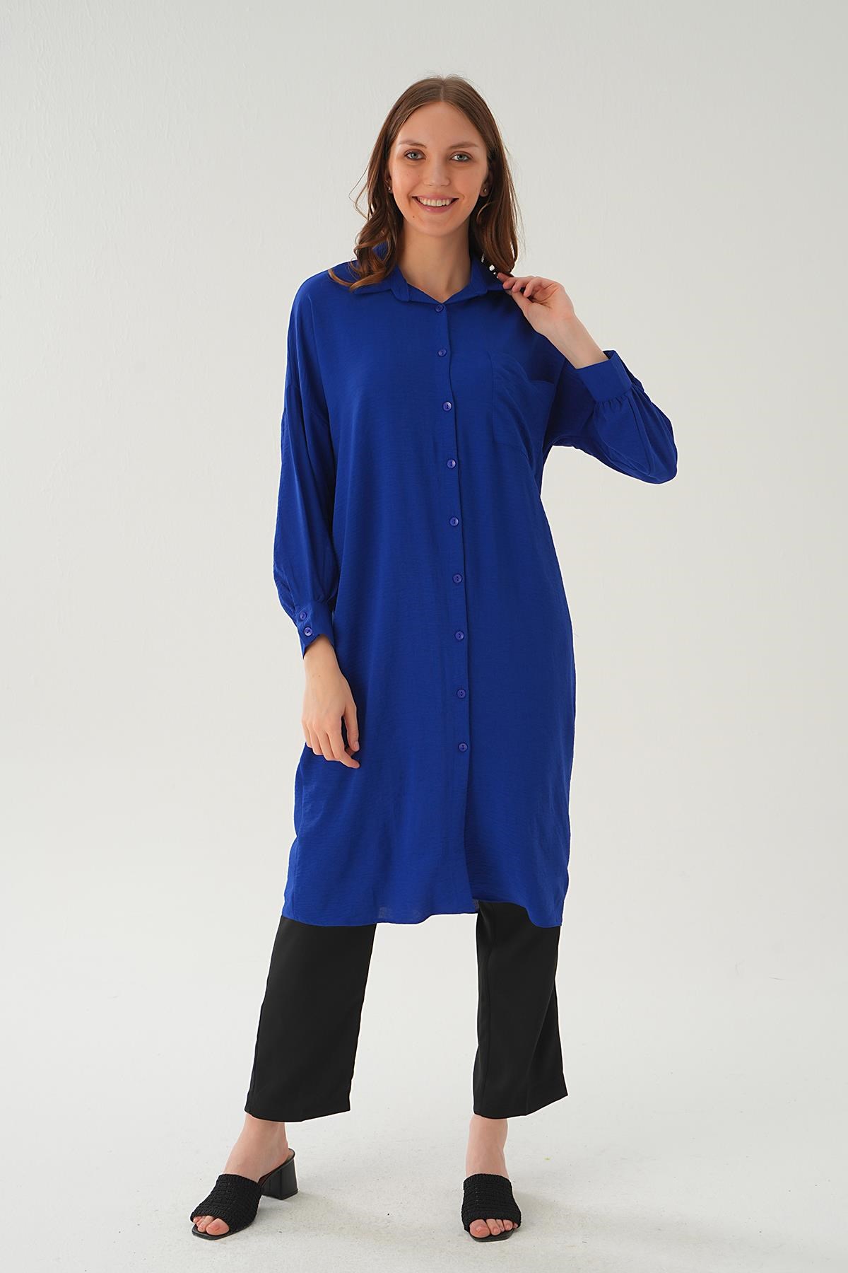Saks Cep Detay Uzun Tunik 6773-1