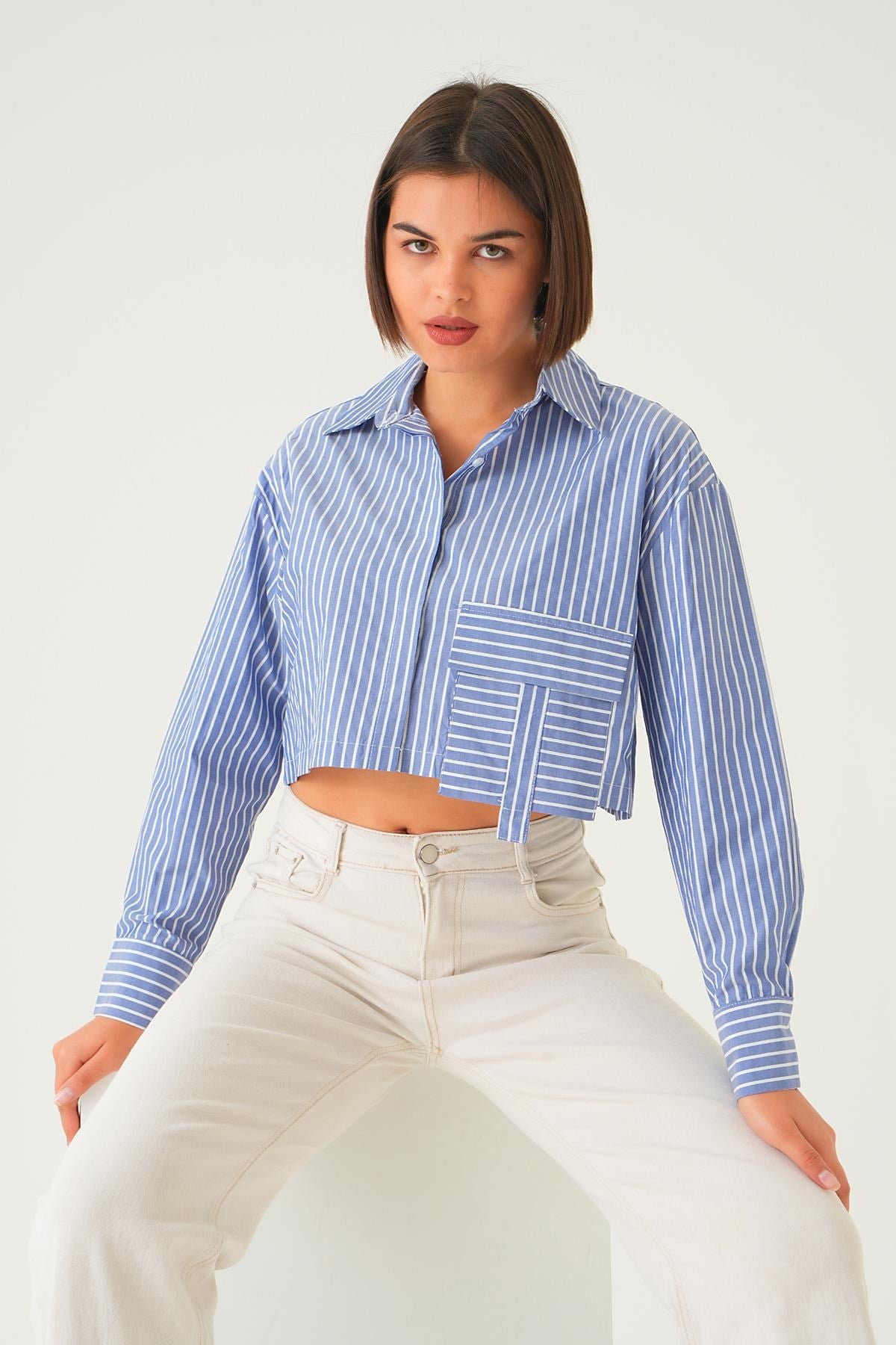 Saks Cepli Crop Gömlek 4182A