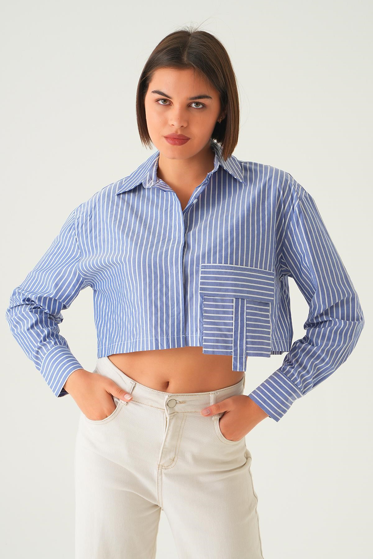 Saks Cepli Crop Gömlek 4182A