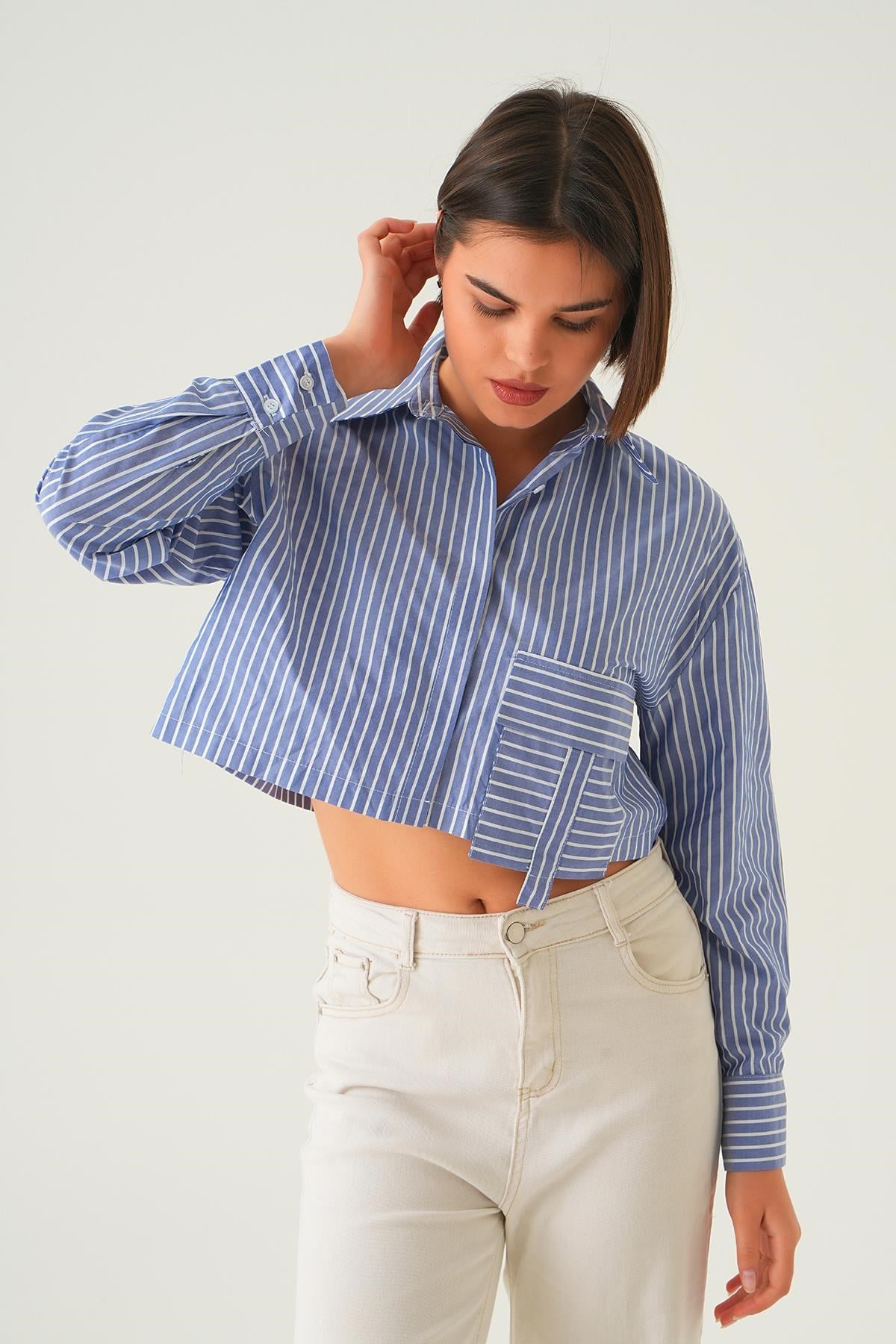 Saks Cepli Crop Gömlek 4182A