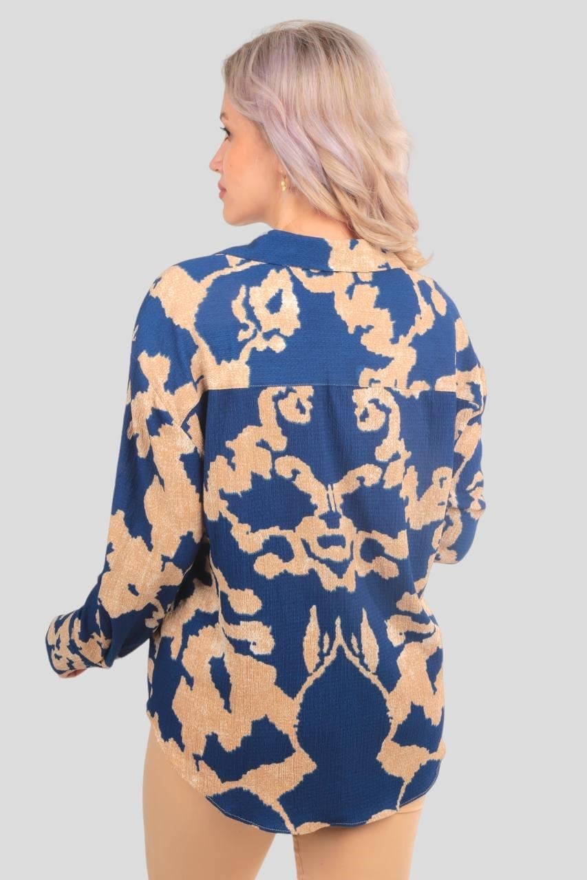 Saks Desenli Gömlek 7730