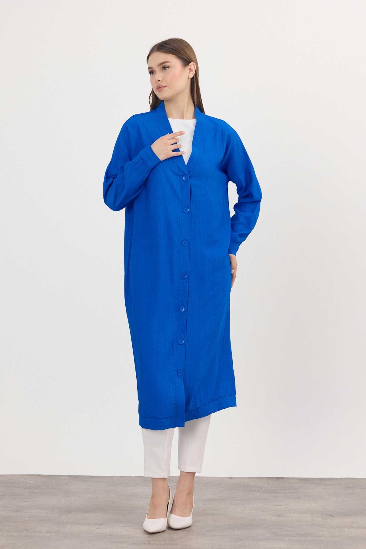 Saks Düğmeli Uzun Tunik 4378A
