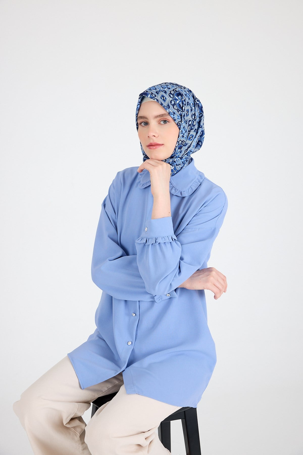 Saks Etnik Desenli Eşarp 3013