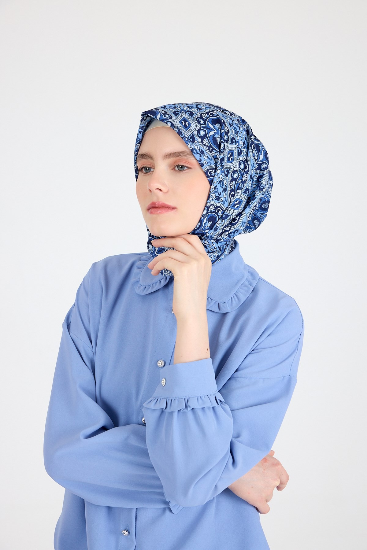 Saks Etnik Desenli Eşarp 3013