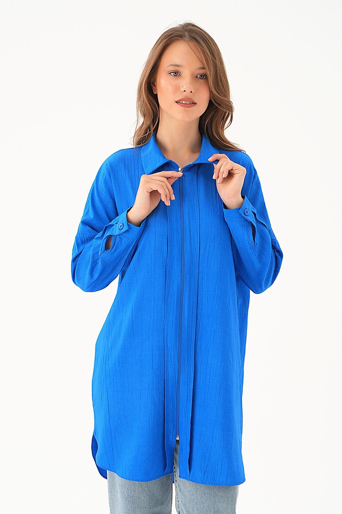 Saks Fermuar Detay Tunik 4139A
