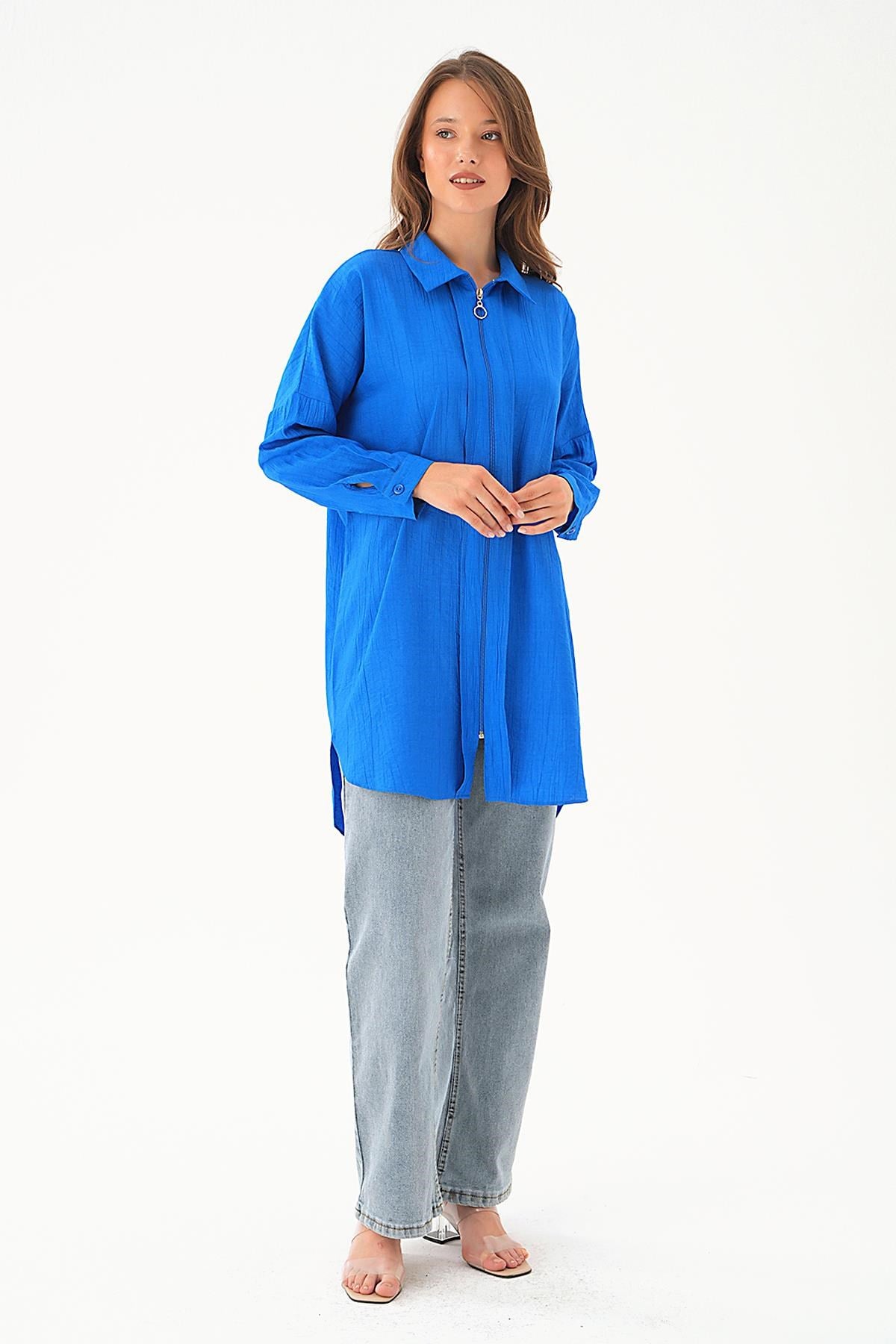 Saks Fermuar Detay Tunik 4139A