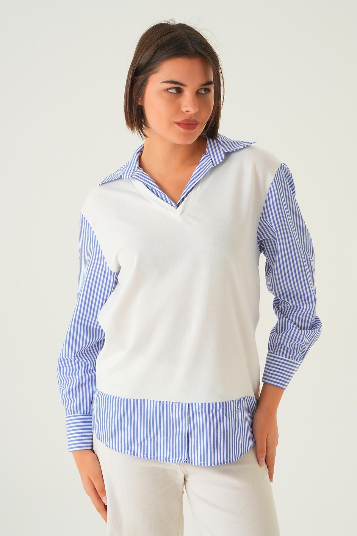 Saks Gömlek Detay Bluz 21521