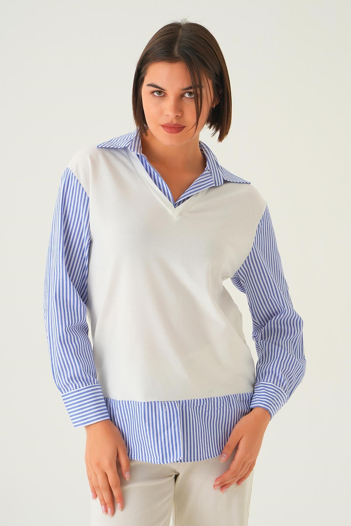 Saks Gömlek Detay Bluz 21521