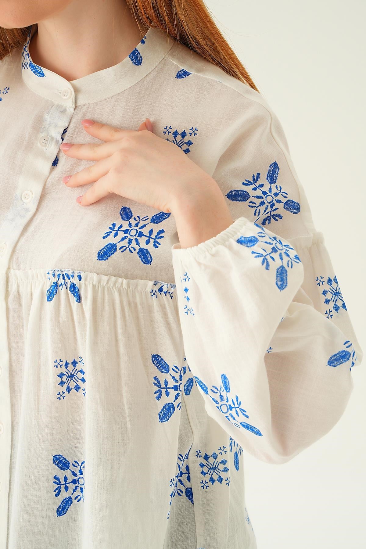 Saks Hakim Yaka Desenli Tunik 6853A