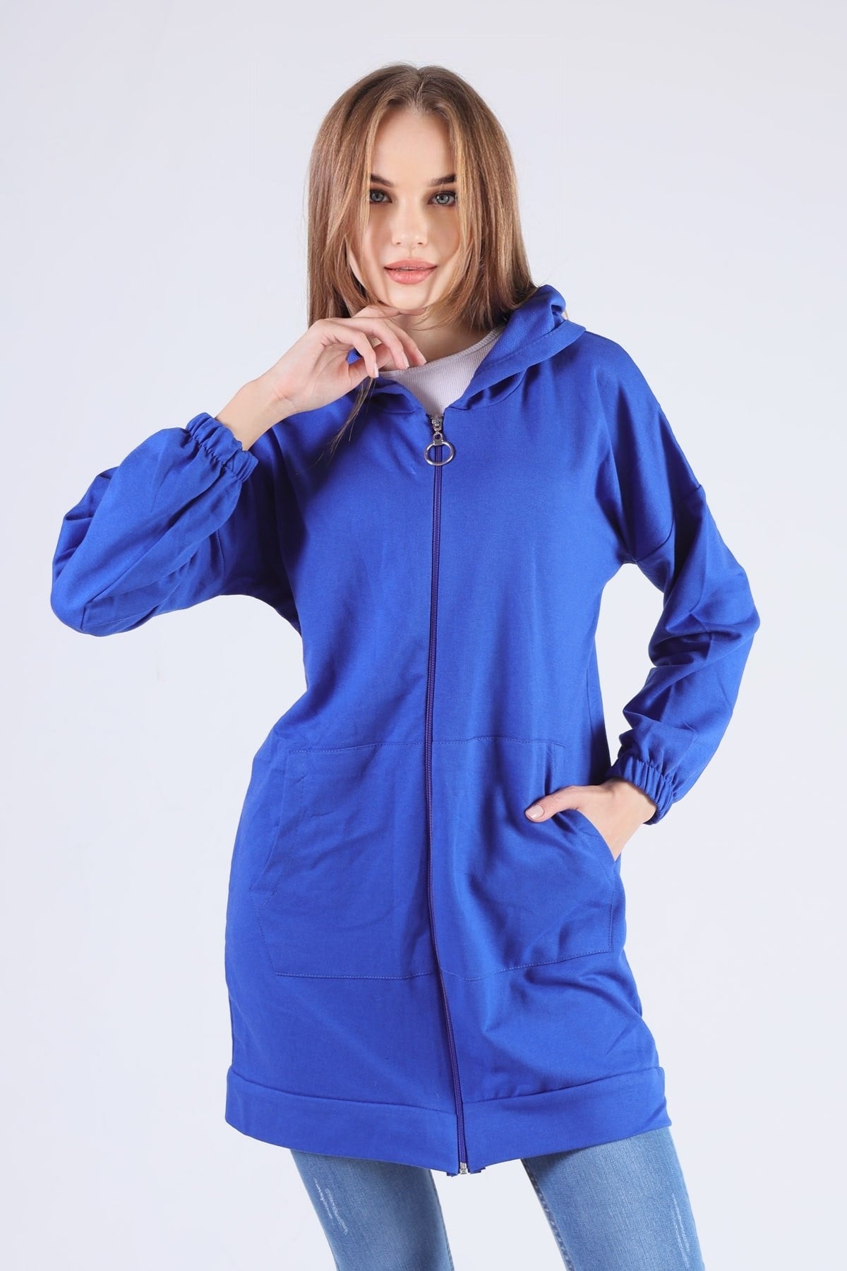 Saks Kanguru Cep Fermuarlı Sweat 808
