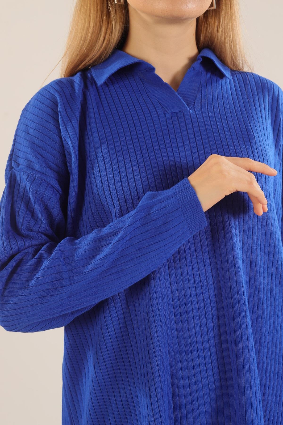 Saks Polo Yaka Fitilli Kazak 23214