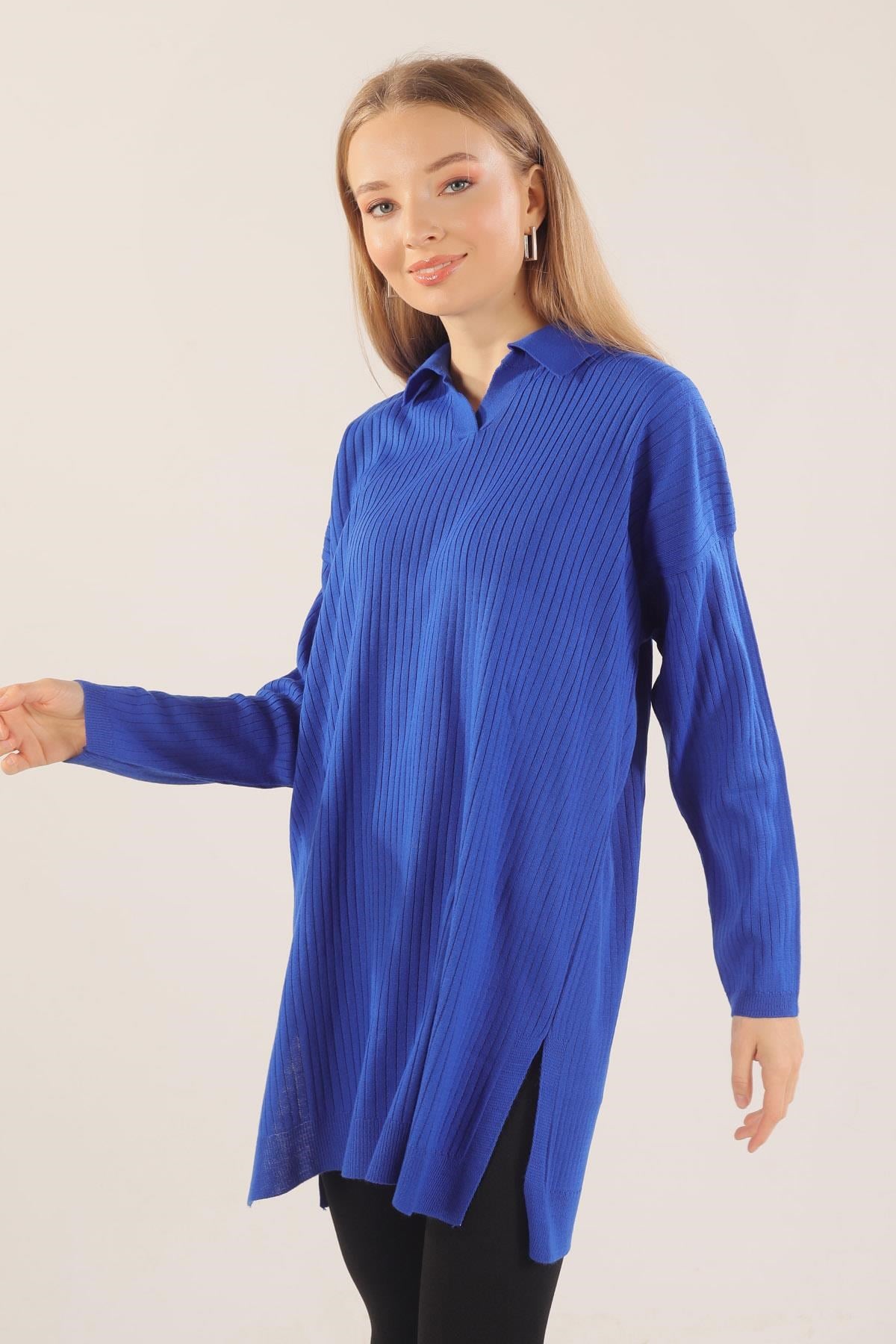 Saks Polo Yaka Fitilli Kazak 23214