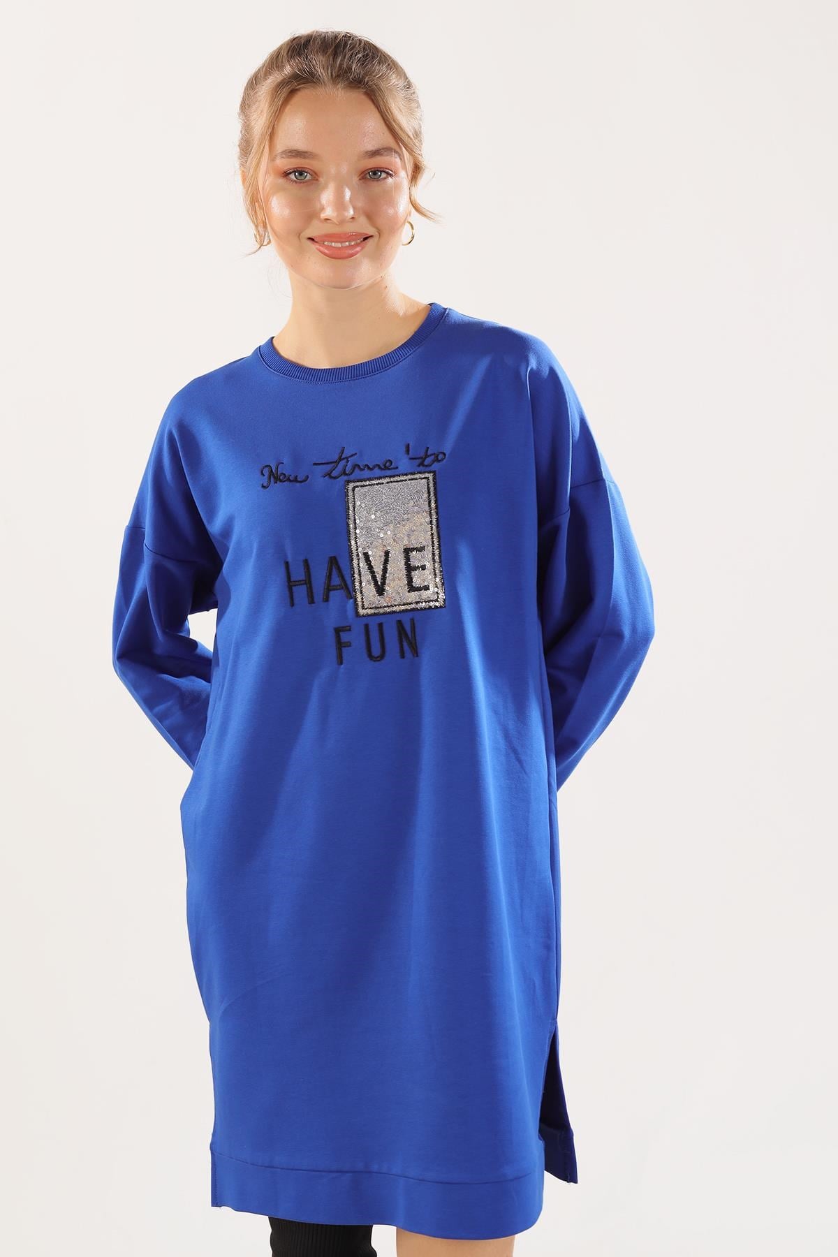 Saks Yazı Baskılı Sweat 3437
