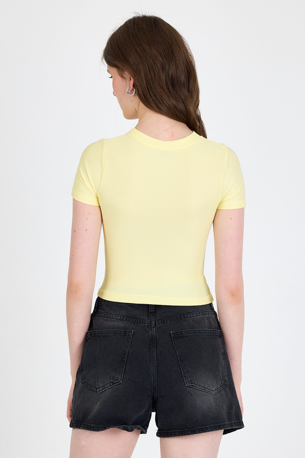 Sarı Leopar Fiyonk Baskılı Taş Detaylı Slim Fit Crop Tişört 0549-1