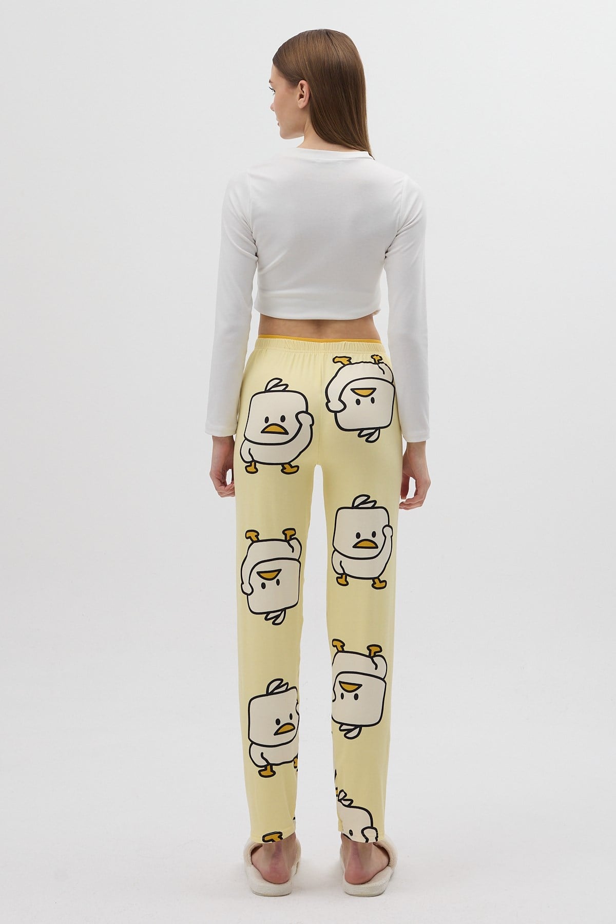 Sarı Ördek Desenli Kadın Pijama Altı 4540