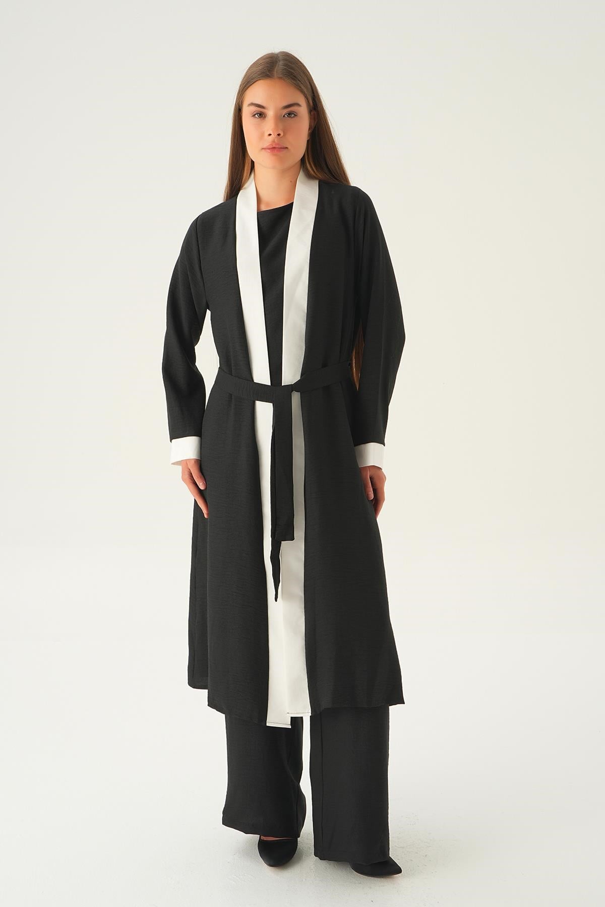 Siyah 3'lü Kimono Takım 4018A