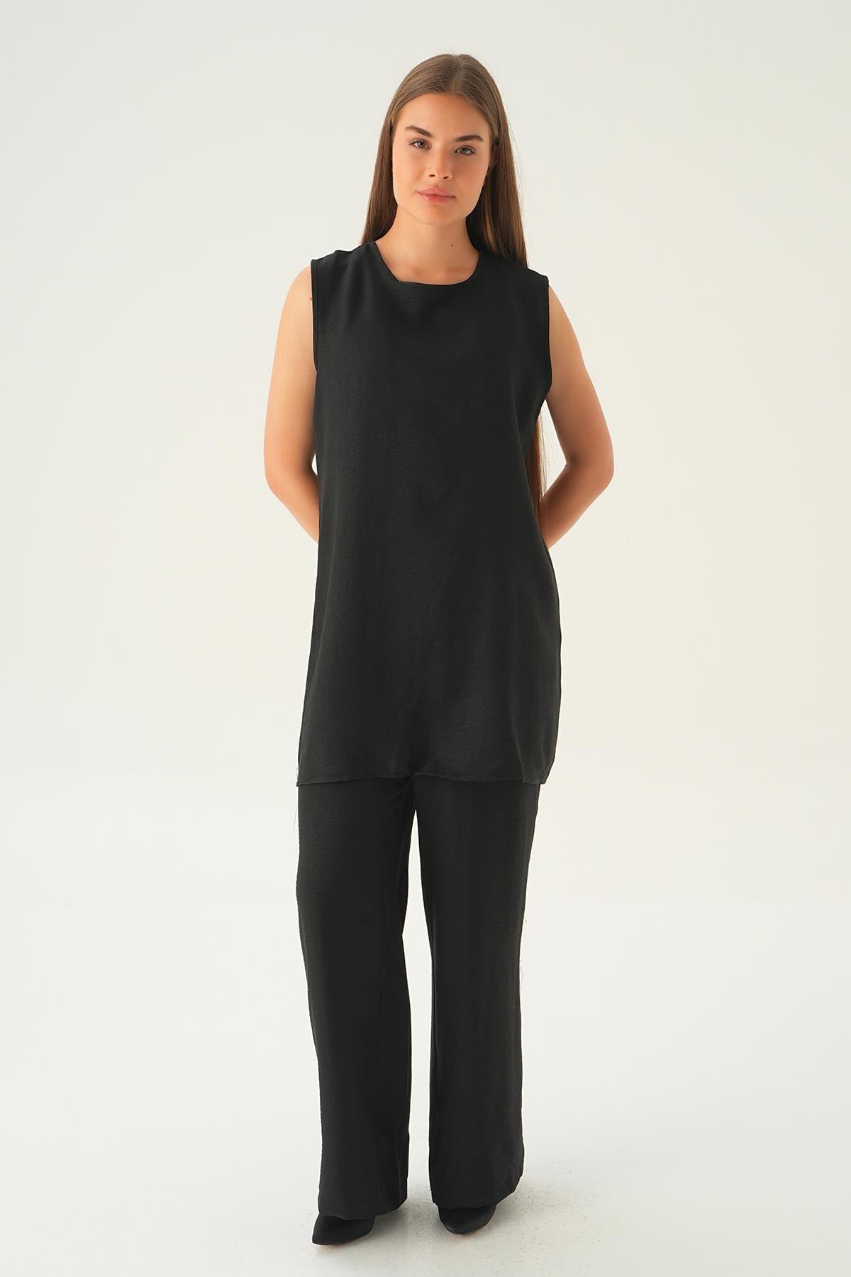 Siyah 3'lü Kimono Takım 4018A
