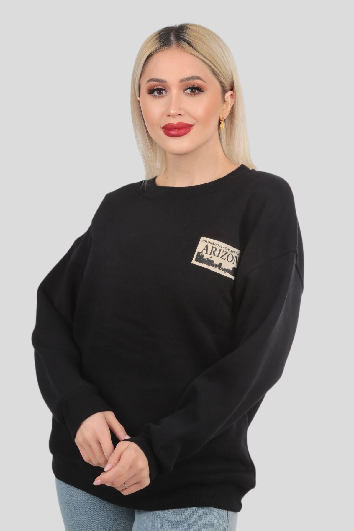 Siyah Arızona Arma Detay Sweat 3592
