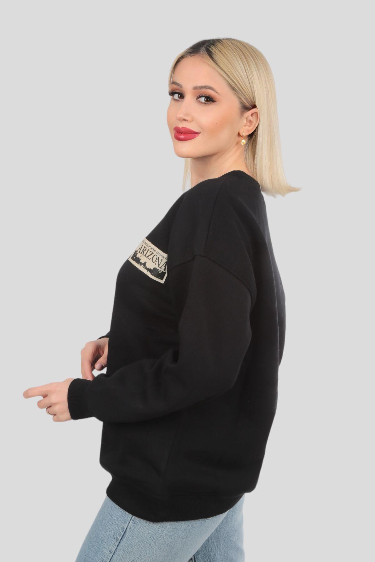 Siyah Arızona Arma Detay Sweat 3592