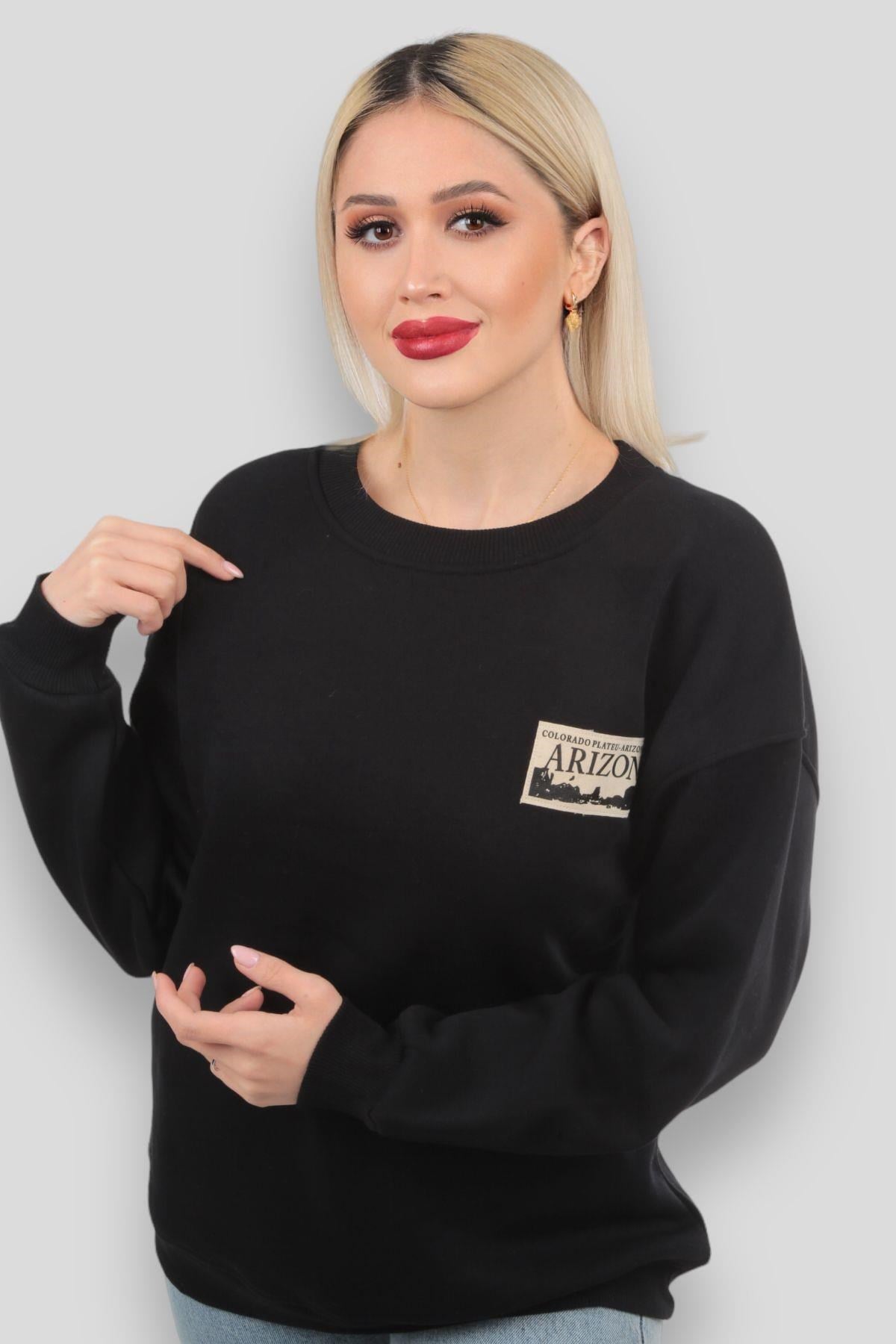 Siyah Arızona Arma Detay Sweat 3592