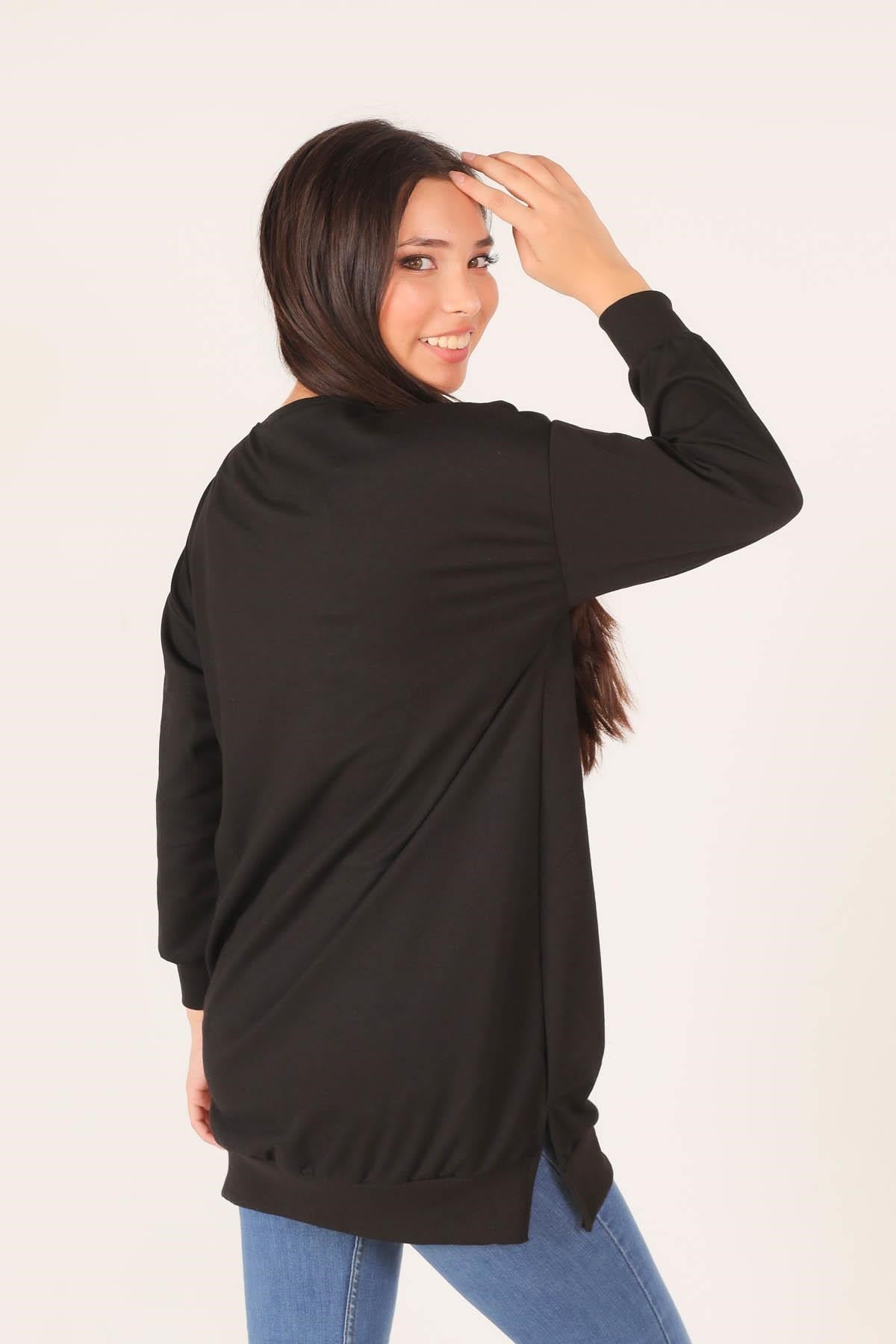 Siyah Arma Detaylı Sweat 1418