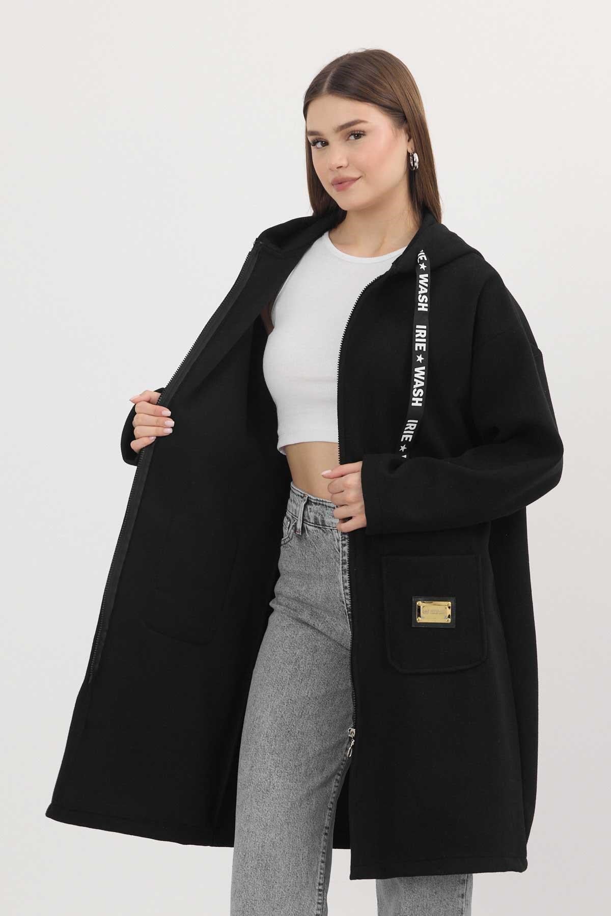 Siyah Astarsız Kaşe Hırka 3049A