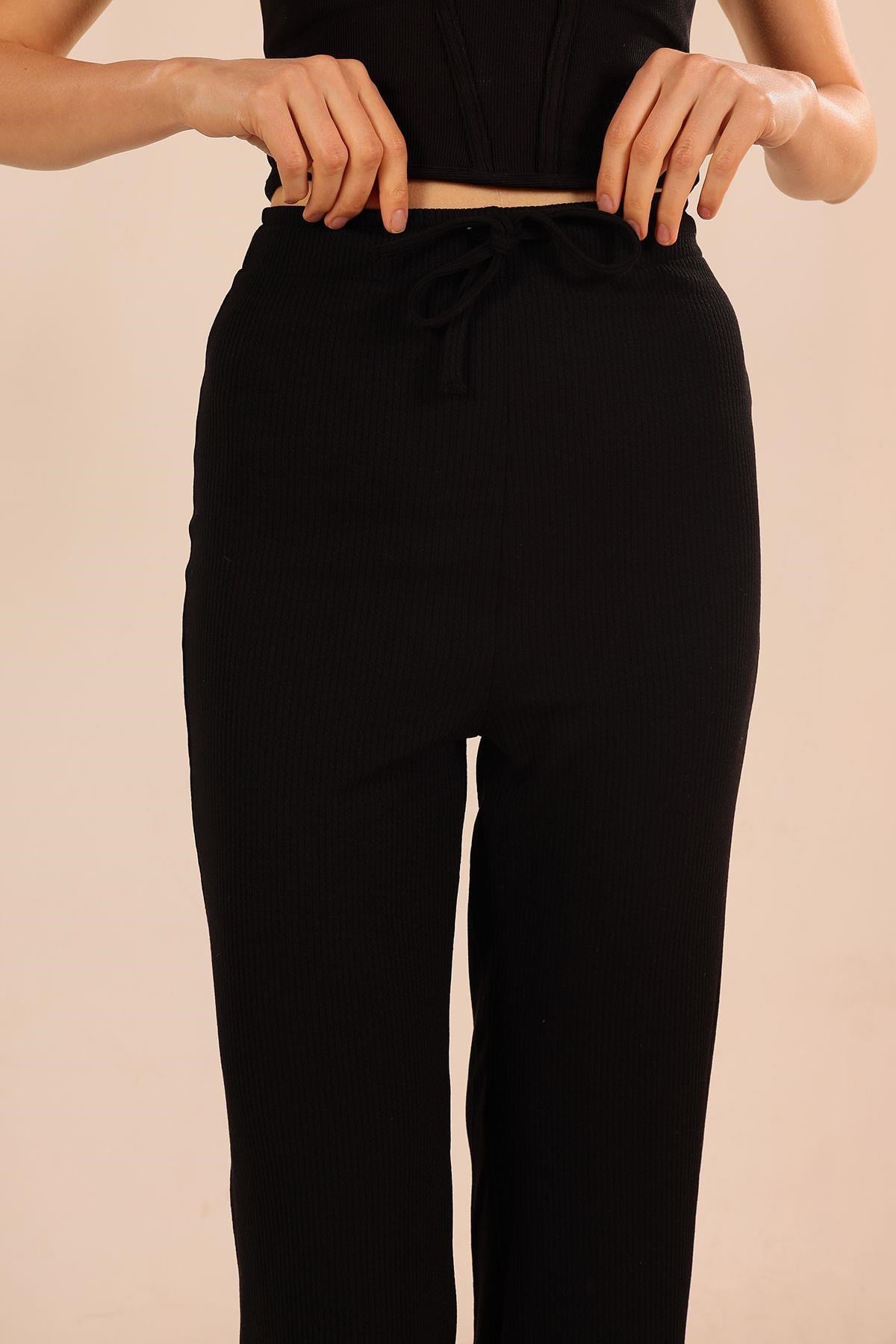 Siyah Bağcıklı Pantolon 6854A
