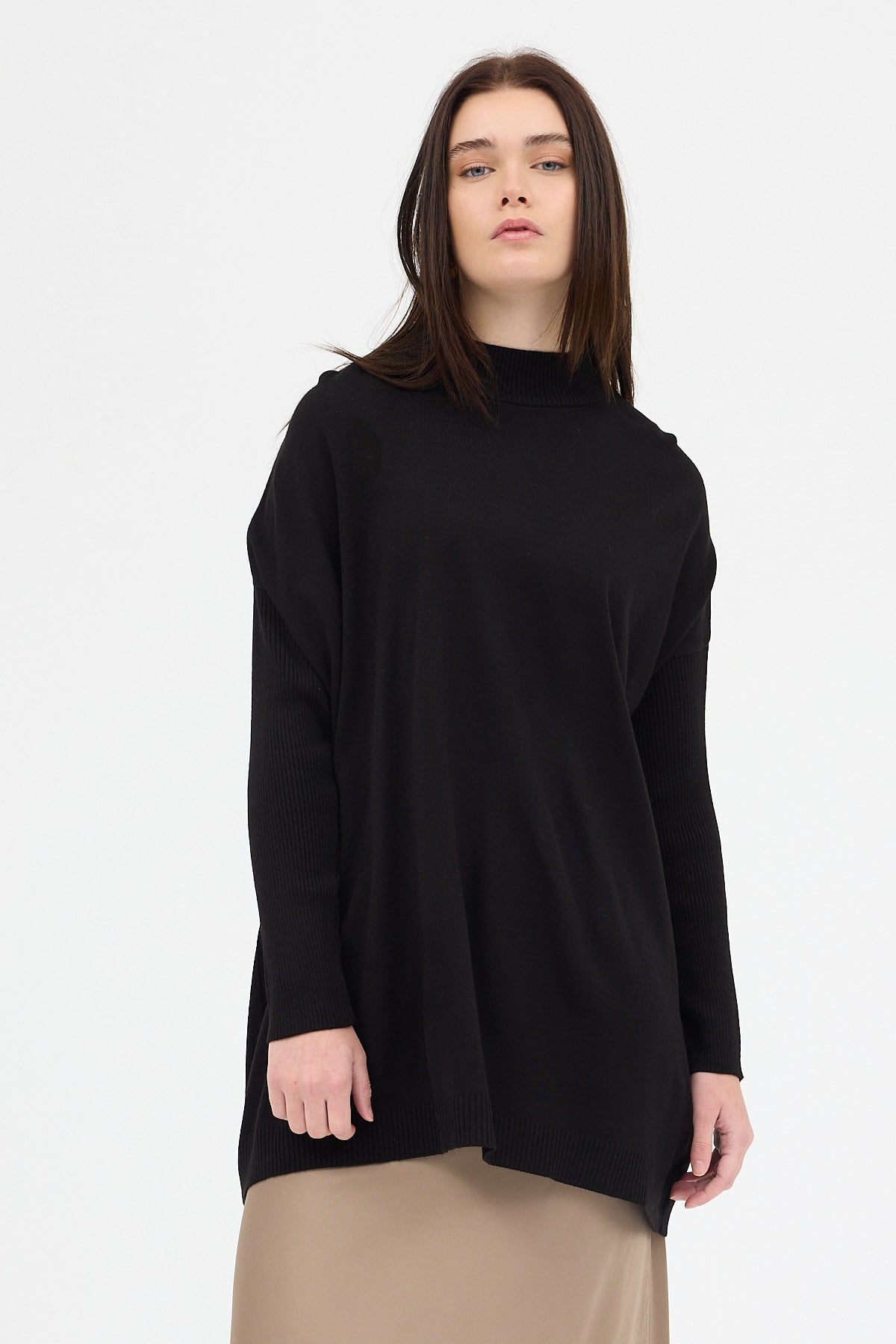 Siyah Balıkçı Yaka Triko Tunik 5315