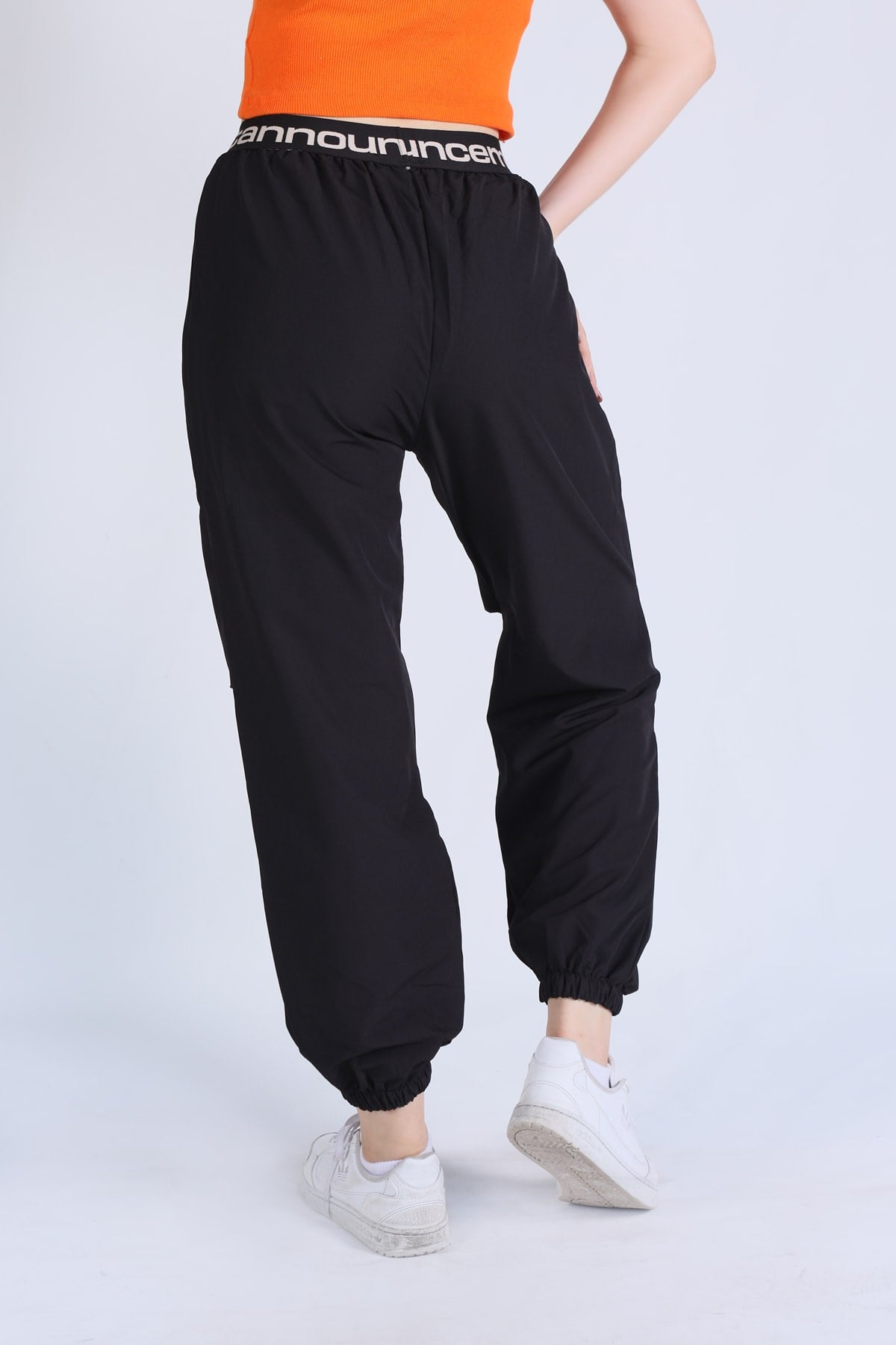 Siyah Bel Lastik Paraşüt Pantolon 23404