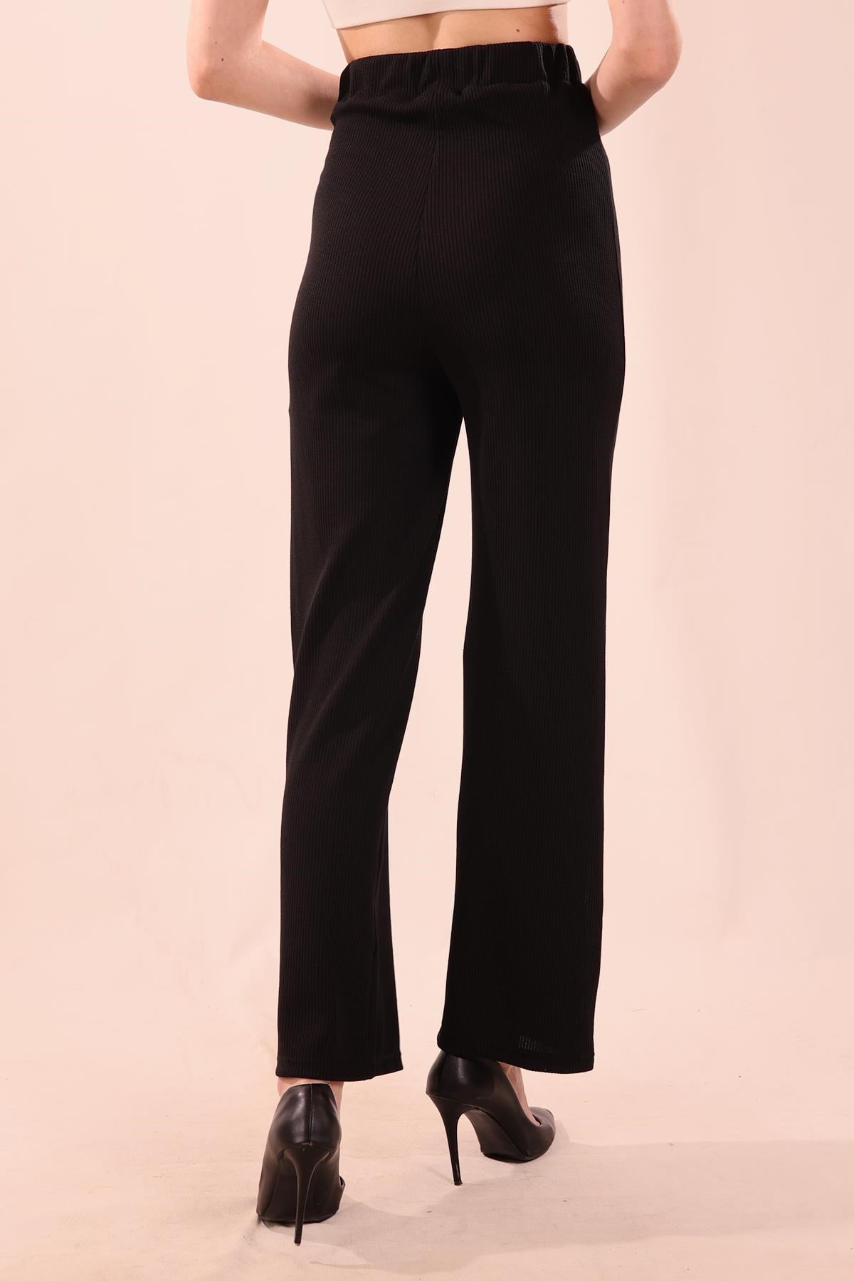 Siyah Bel Lastikli Pantolon 6855A