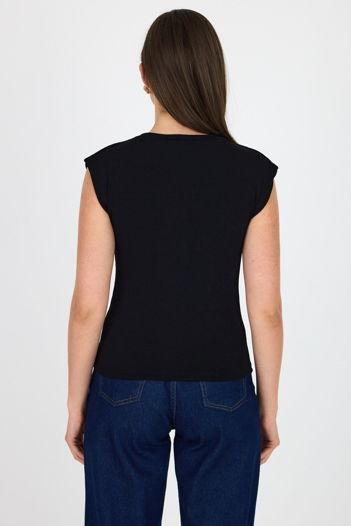 Siyah Bisiklet Yaka Pamuklu Slim Fit Tişört 3050