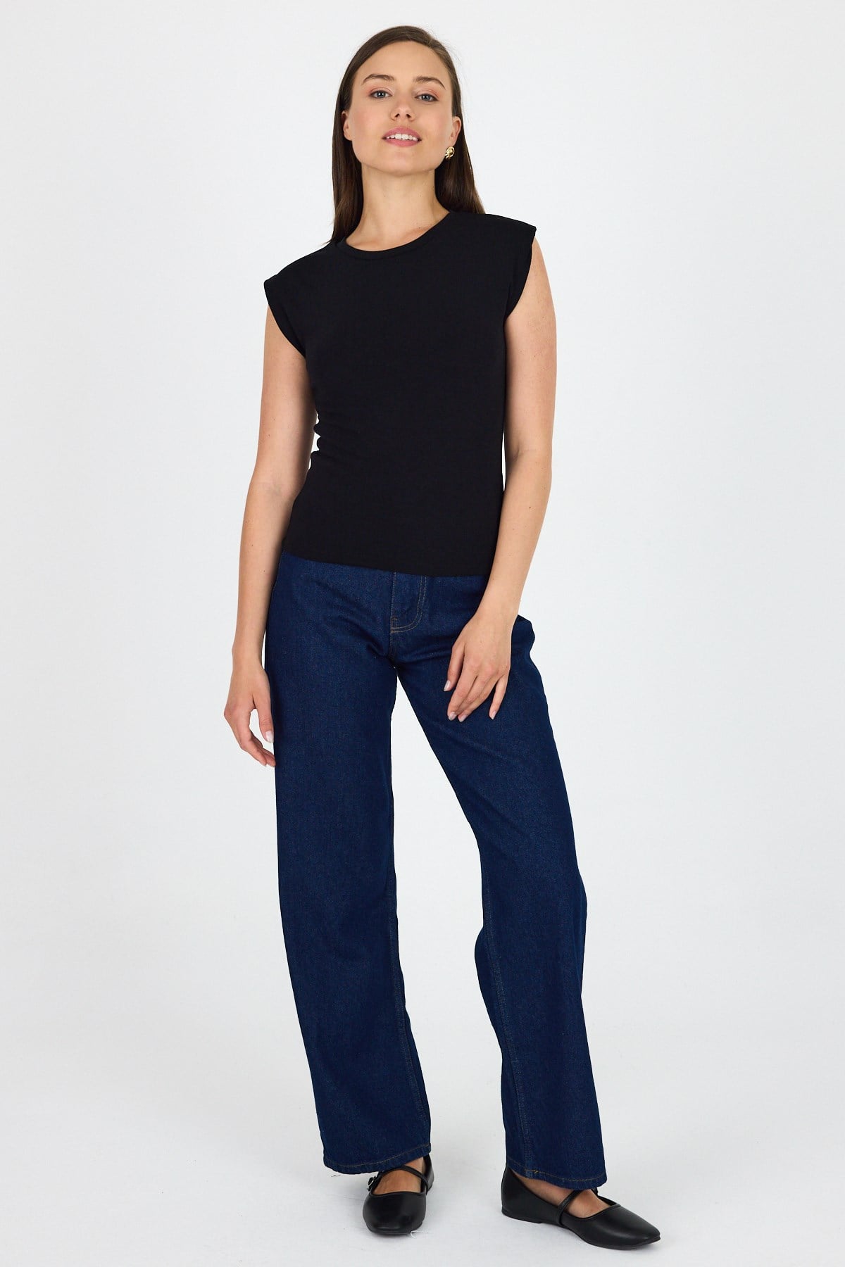 Siyah Bisiklet Yaka Pamuklu Slim Fit Tişört 3050