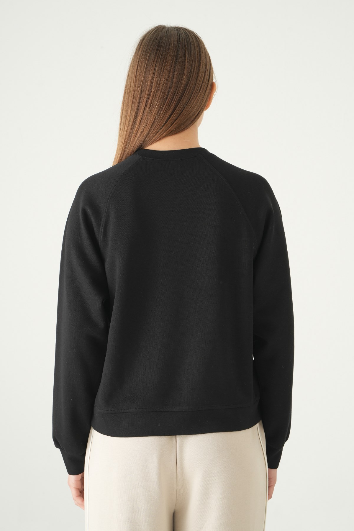 Siyah Bisiklet Yaka Sweat 8277A
